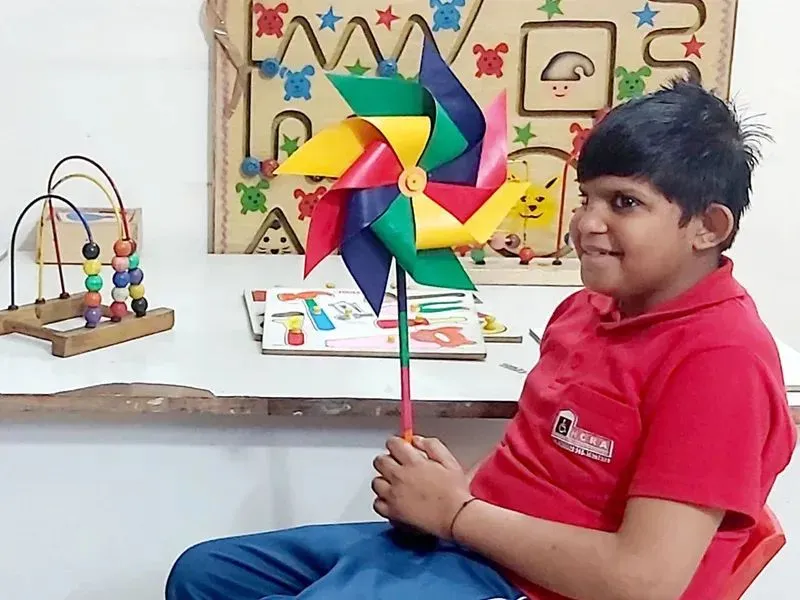 Occupational therapy session with mobility equipment