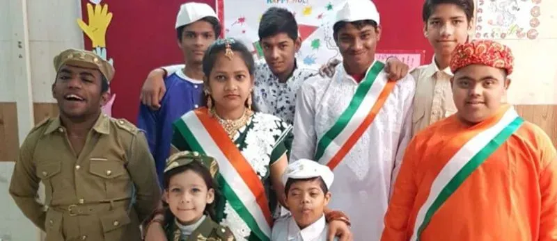 Children dressed up for a cultural programme