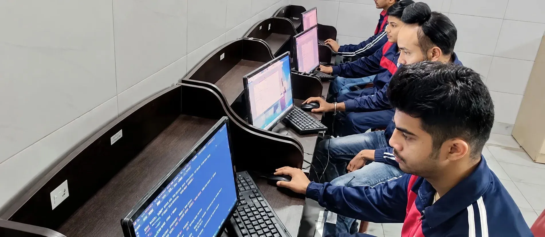Students at a computer skills session